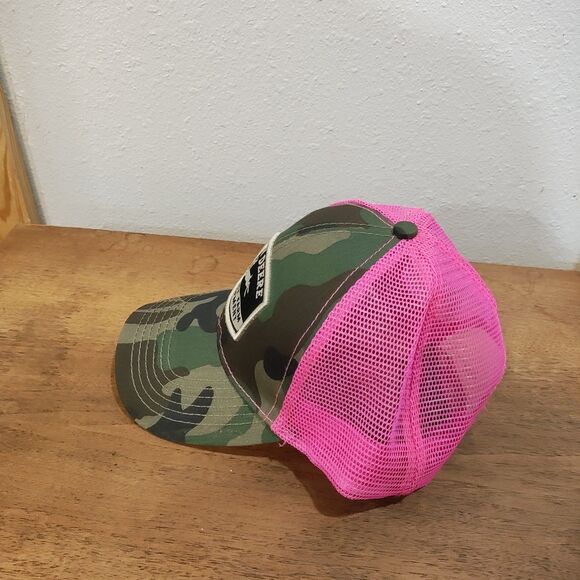 John Deere Camo/Pink Mesh Snap Back Hat Cap - Picture 2 of 8
